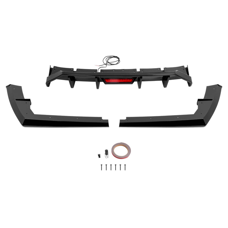 DURAFORCE Rear Bumper Diffuser LED Brake Light Gloss Black for Hyundai Elantra 2021-23