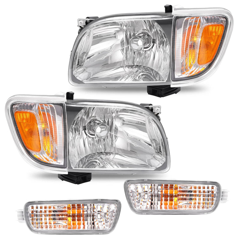 DURAFORCE Headlights Corner Signal Lights With All Bulbs for Toyota Tacoma 2001-2004 Pair
