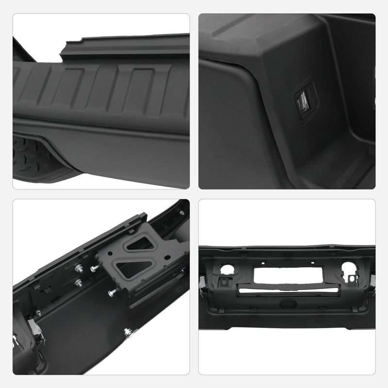 Rear Step Bumper Black without Sensor Hole for Chevy Silverado Sierra 1500 14-18