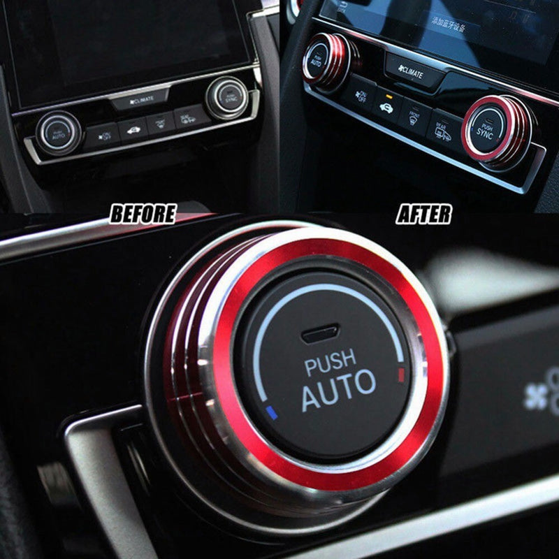 2 PCs Aluminum Center Console AC Switch Ring Cover Trim for Honda Civic 16-21