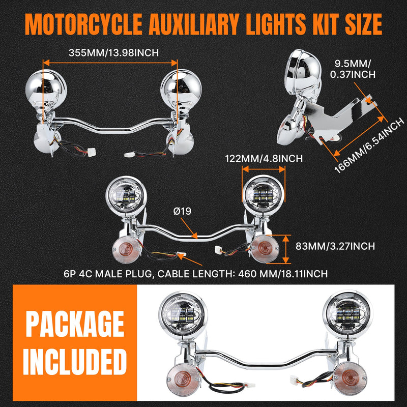 4.5" LED Passing Fog Spot Light Turn Signal Bar for Harley Electra Glide 94-13