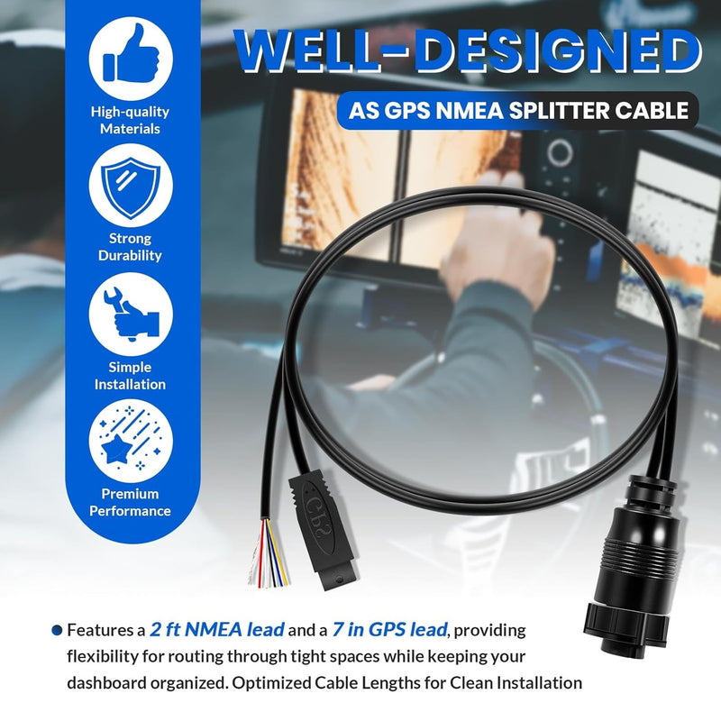 720080-1 AS GPS NMEA Splitter Cable for Humminbird SOLIX ONIX Fish Finder
