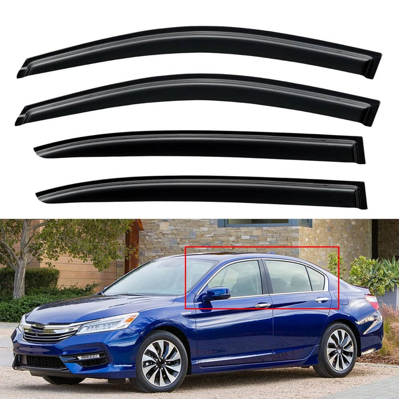 Window Visor Vent Rain Guards for 2013-2017 Honda Accord Sedan 4 Door Black