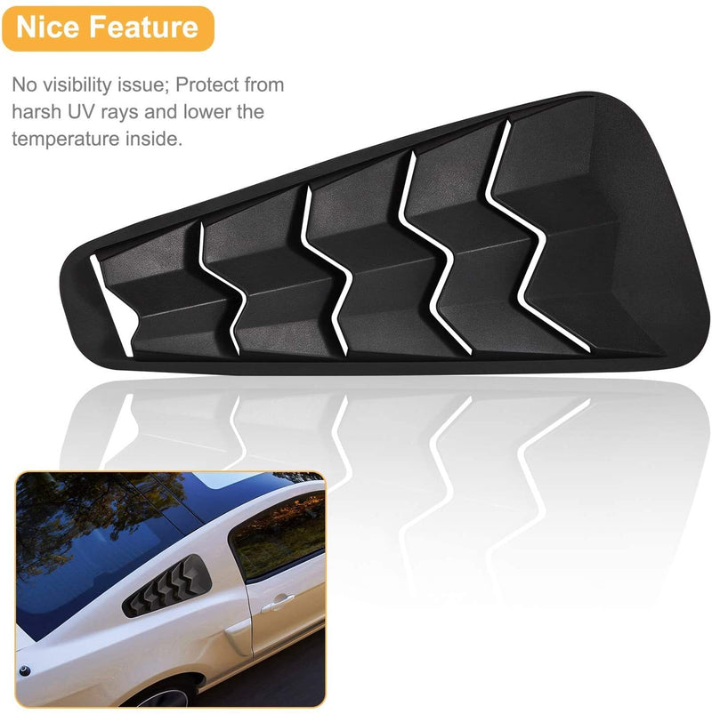 2Pcs Set Quarter Side Window Louvers Sun Shade Cover for Ford Mustang 2005-2014