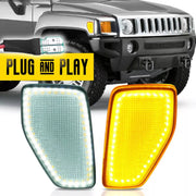 DURAFORCE Switchback LED Side Marker Signal Lights Clear Lens for HUMMER H3 2005-2010 Pair