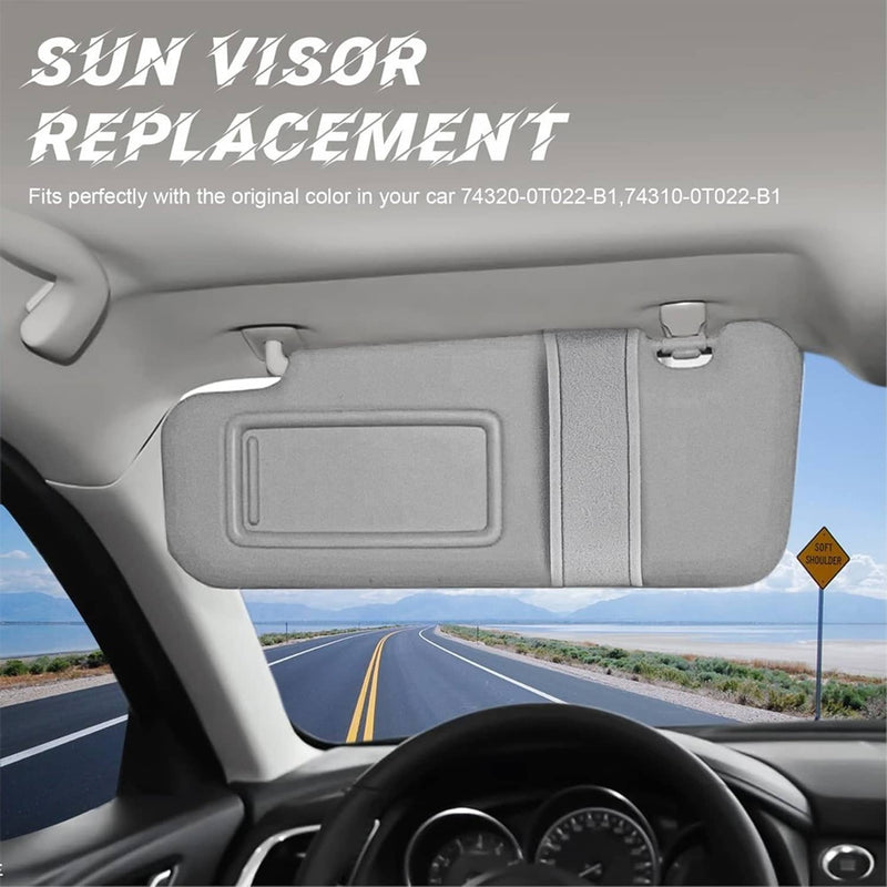 Gray Sun Visor Pair with Cover Trims for Toyota Venza 2009-2016 Left Right