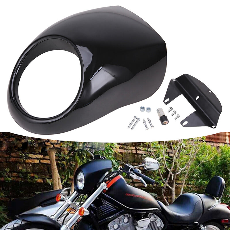 Headlight Fairing Mask Black 39mm Fits for Harley Sportster Dyna FX XL 1973-2024