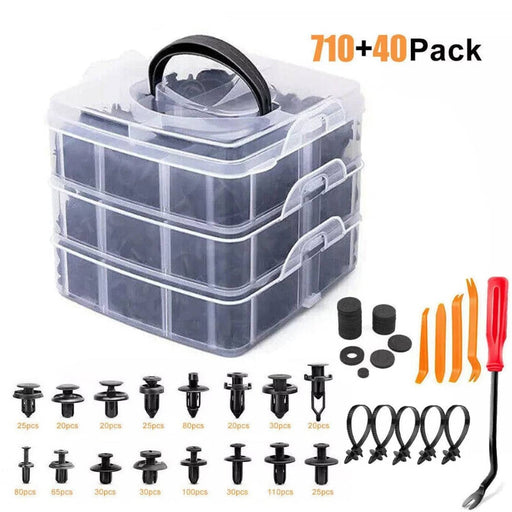 DURAFORCE 750 Pcs Car Retainer Clips Auto Fasteners Push Trim Pin Rivet Bumper Kit