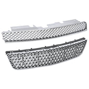 DURAFORCE Chrome Mesh Front Upper Lower Bumper Grille for Chevy Impala Limited 2006-2016