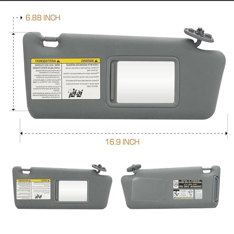 Sun Visor Pair LH Driver RH Passenger for Toyota Tacoma 2005-2015 Gray