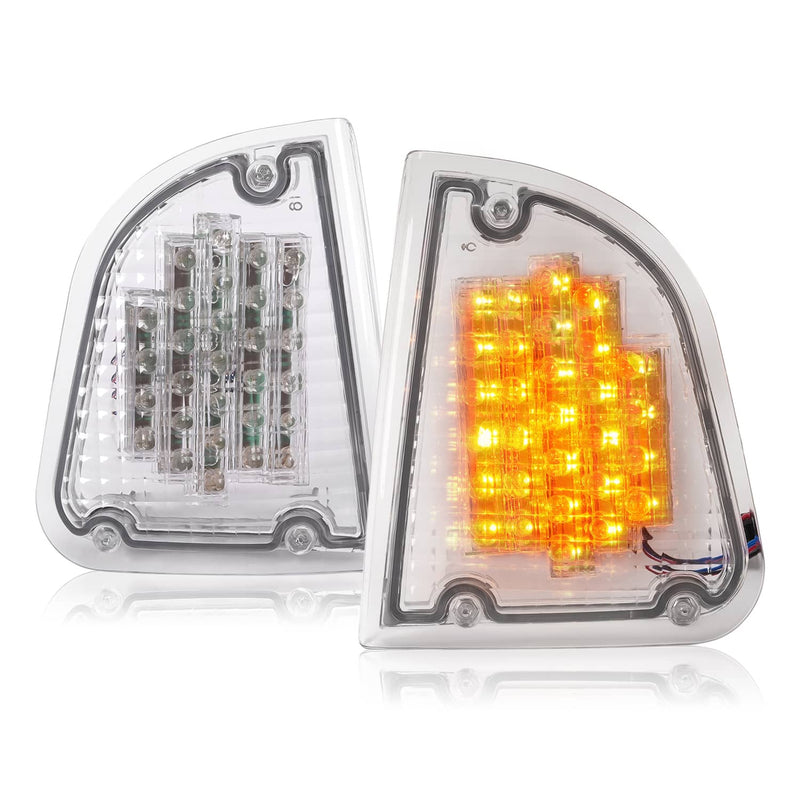 DURAFORCE Clear LED Turn Signal Lights for Kenworth KW K300 T300 T330 T600 86-08 Pair
