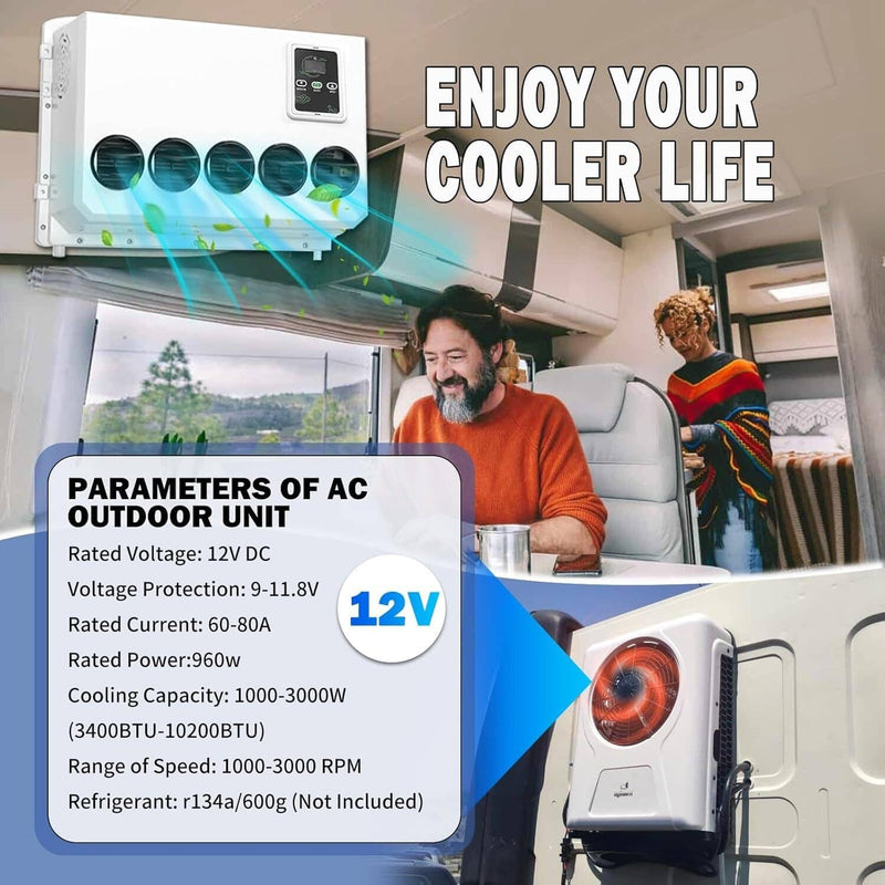 12000BTU 12V Truck Cab Air Conditioner Split AC for Semi Bus RV Caravan