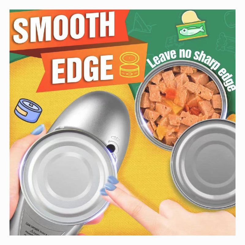 Hands Free Automatic Electric Can Opener Smooth Edge Plastic Stainless Steel