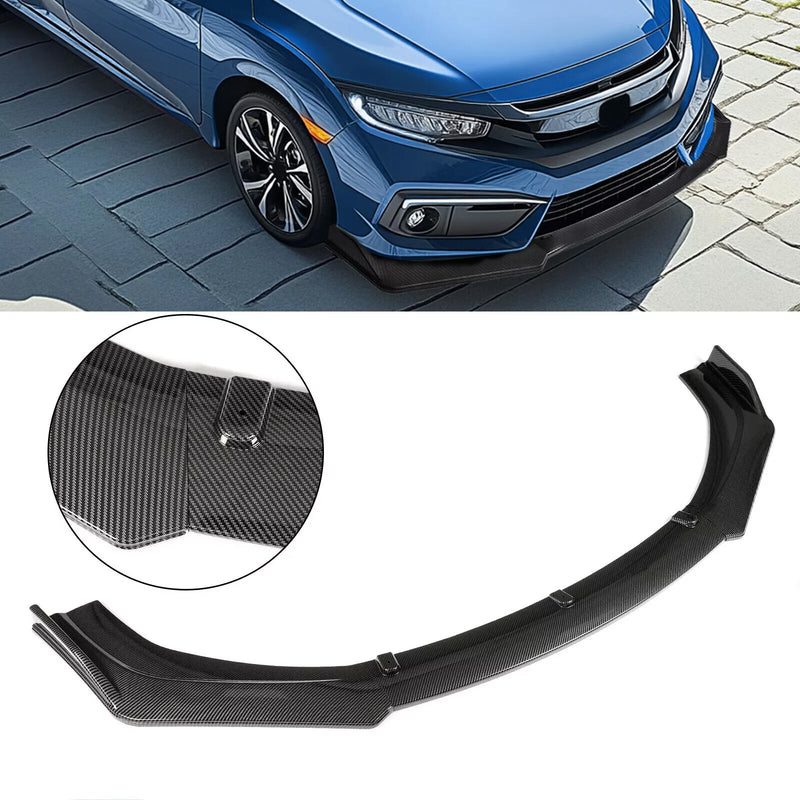 Front Bumper Lip Body Kit Spoiler Chin Carbon Look for Honda Civic 2016-2021