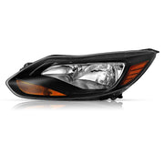 DURAFORCE Black Left Driver Side Headlights Clear Lens Halogen for Ford Focus 2012-2014