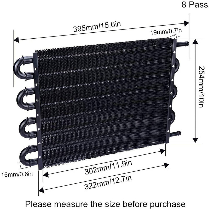 Universal 8 Rows Aluminum Remote Transmission Oil Cooler Radiator Converter Set