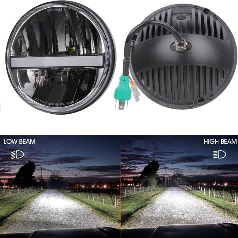 2Pcs 7" Round Halo LED Headlights DRL Turn for Chevrolet Bel Air