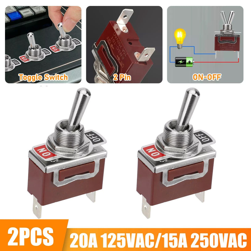 Toggle Switch 12V 30A Heavy Duty ON Off 2Pin SPST Waterproof for 2Pack