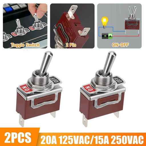 DURAFORCE Toggle Switch 12V 30A Heavy Duty ON Off 2Pin SPST Waterproof for 2Pack