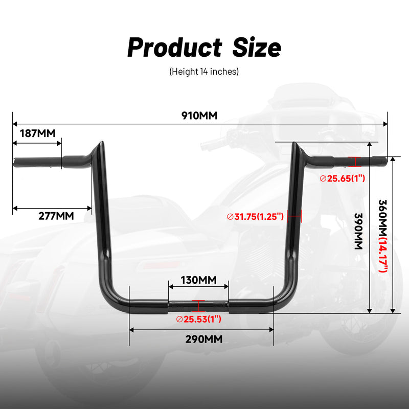 14 Meathook Bar Ape Handlebars for Harley Bagger Electra Glide Street Glide