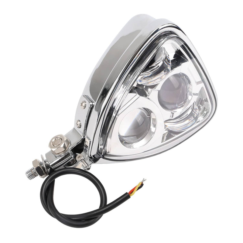 Motorcycle Chrome Triangle Headlight Lamp Assembly for Harley Chopper Bobber