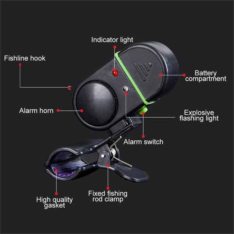 4PCS Fishing Bite Alarm Electronic LED Clip On Fish Rod Sound Alarm