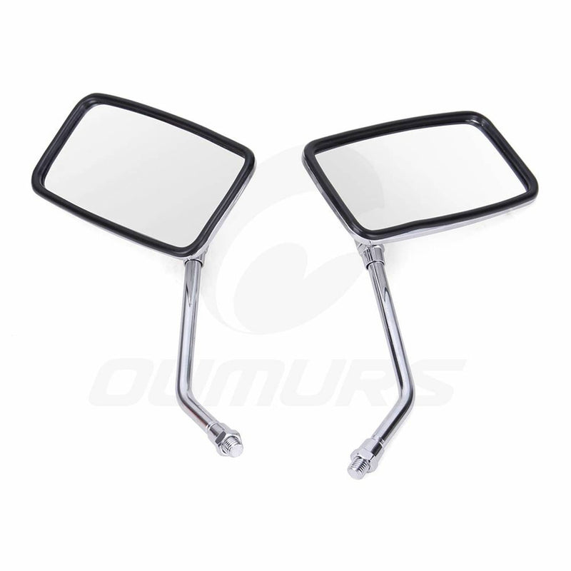 10mm M10 Rectangle Rear View Side Mirrors Adjustable for Honda Kawasaki Yamaha