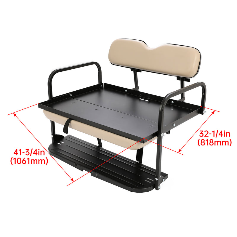 Tan Flip Folding Rear Back Seat Kit for EZGO Marathon Pre-1994 Golf Cart