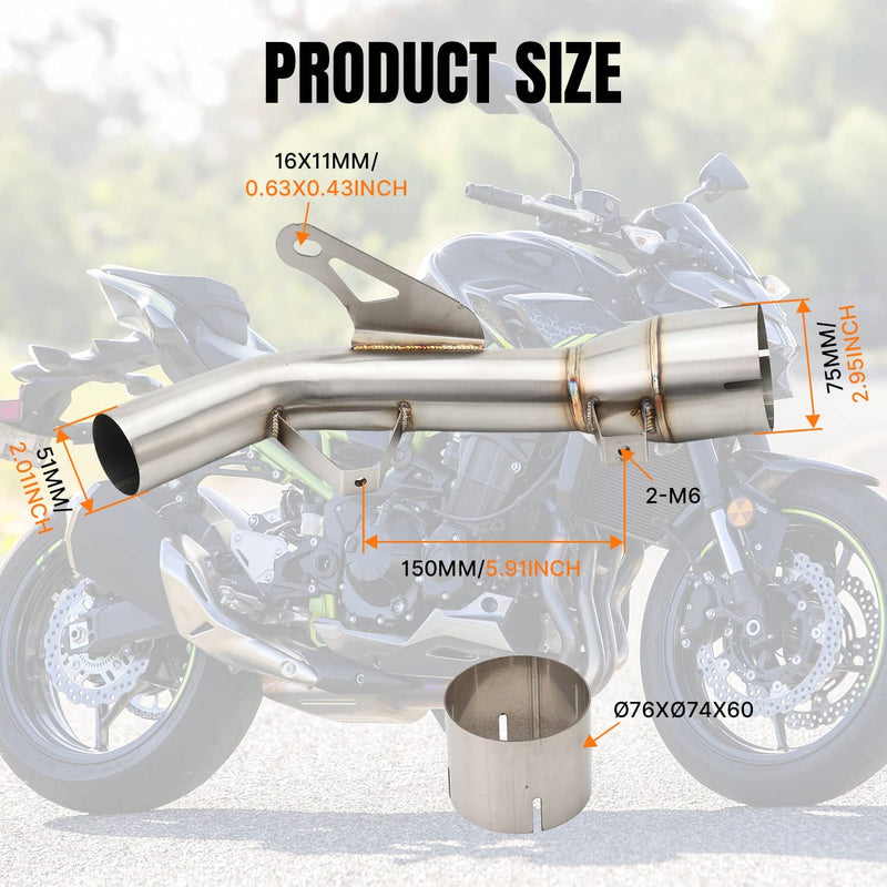 Exhaust System Mid Link Pipe for Kawasaki Z900 2017-2025 Motorcycle