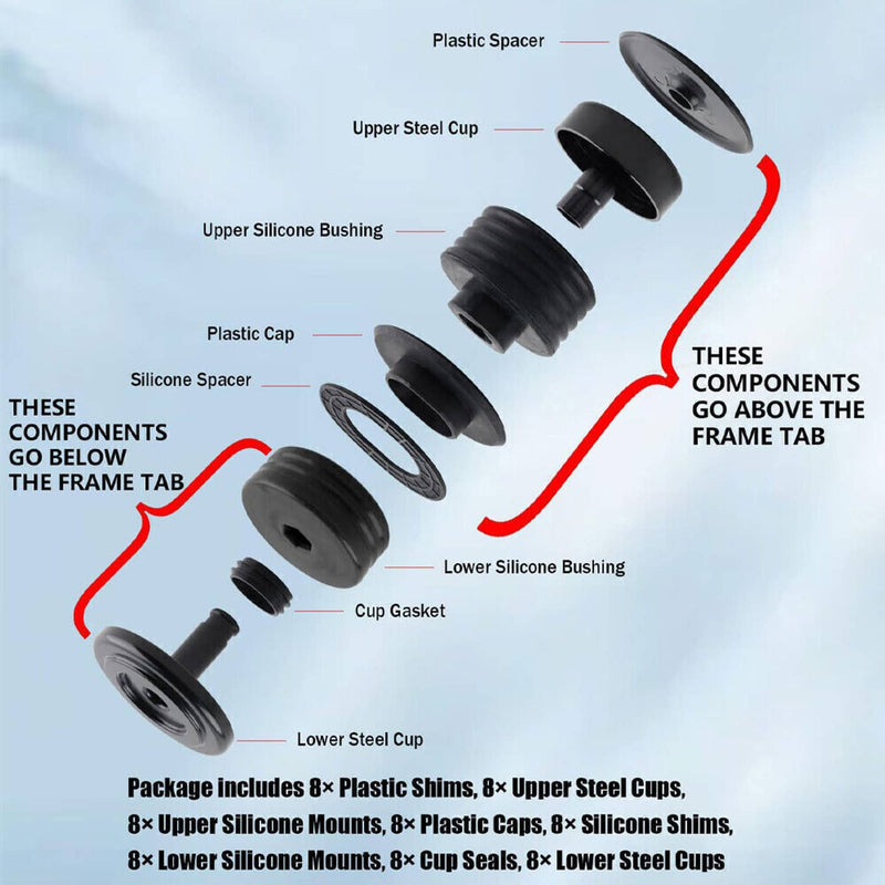 Body Mount Bushing Kit Silicone for Ford F250 F350 Super Duty Crew Cab
