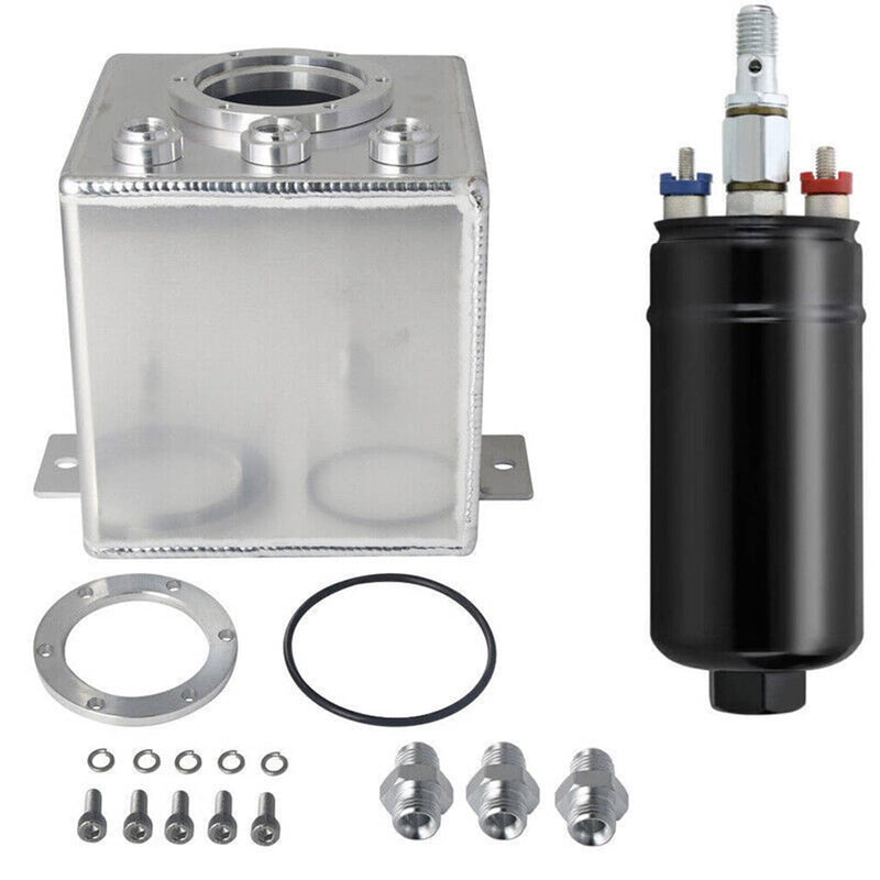 2L High Flow Swirl Fuel Surge Tank AN6 Aluminum with 044 External Pump