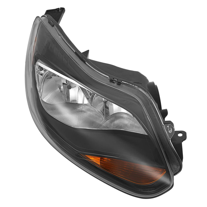 DURAFORCE Black Right Passenger Side Headlight Clear Lens Halogen for Ford Focus 2012-2014