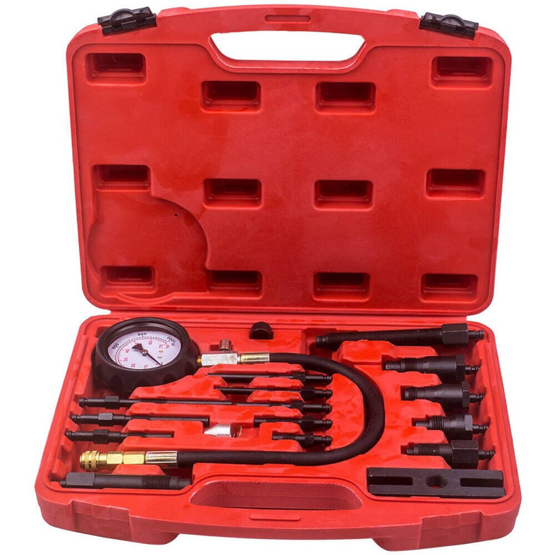 16 Pcs Diesel Engine Compression Gauge Tester Cylinder Pressure Test Tool Kit