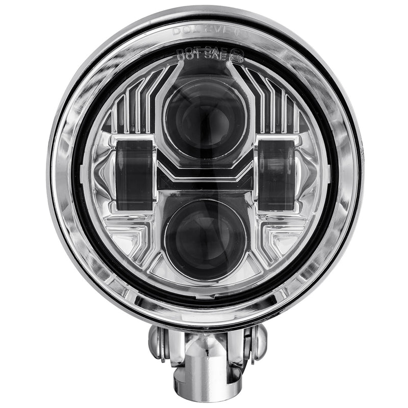 DURAFORCE Chrome LED Bullet Headlight for Harley Bobber Chopper Dyna Softail Sportster XL