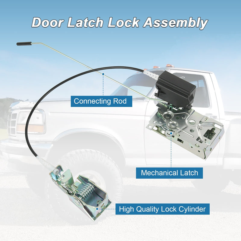 Door Lock Latch with Cable Rod Kit for Ford F-Series Front Left Right 92-97