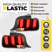 DURAFORCE Clear Lens LED Tail Lights Rear Brake Lamps for Ford Mustang 2005-2009 Set