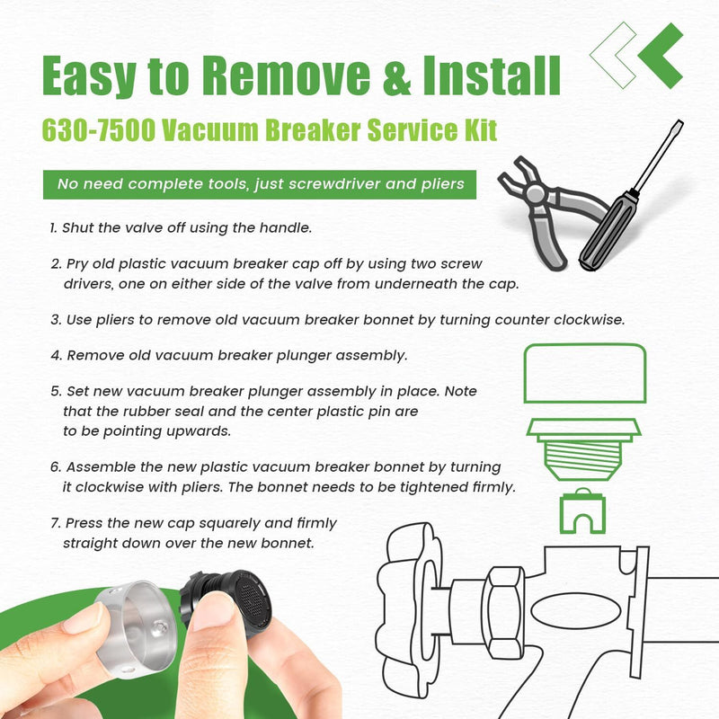 630-7500 Vacuum Breaker Repair Kit for Mansfield 400 500 Nibco 90 Valve 2-Pack