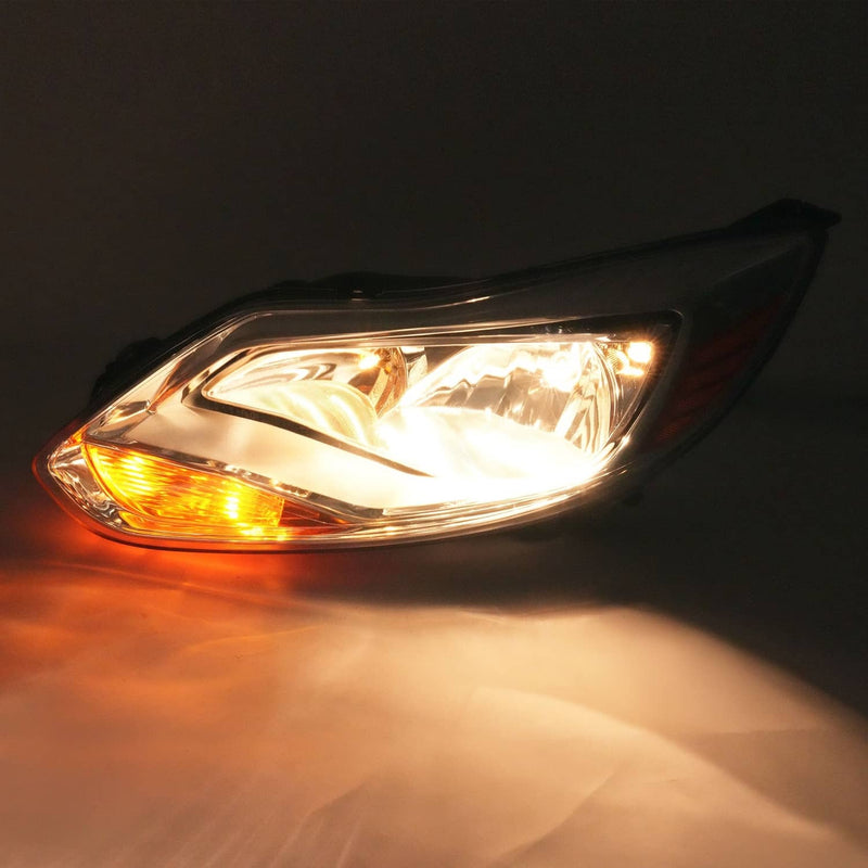 DURAFORCE Clear Lens Halogen Left Driver Side Headlight for Ford Focus 2012-2014 W/Bulb