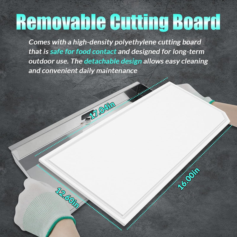 A10-902 Rectangular Grill Serving Shelf w/ Removable Cutting Board for 9” x 18