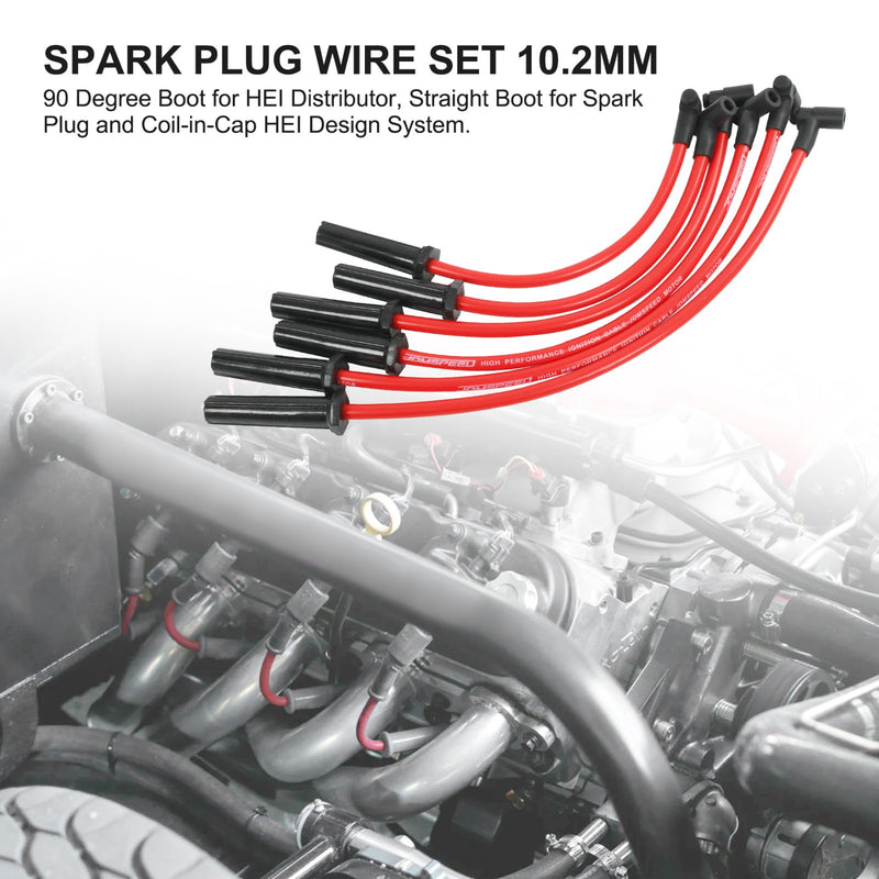 HEI Distributor Spark Plug Wire Set for Jeep CJ Wrangler 4.2L 258 10.2mm 6 Piece