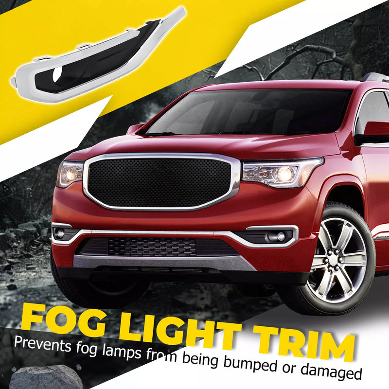 Fog Light Trim Bezel Chrome for GMC Acadia 2017-2019 Passenger Driver Side