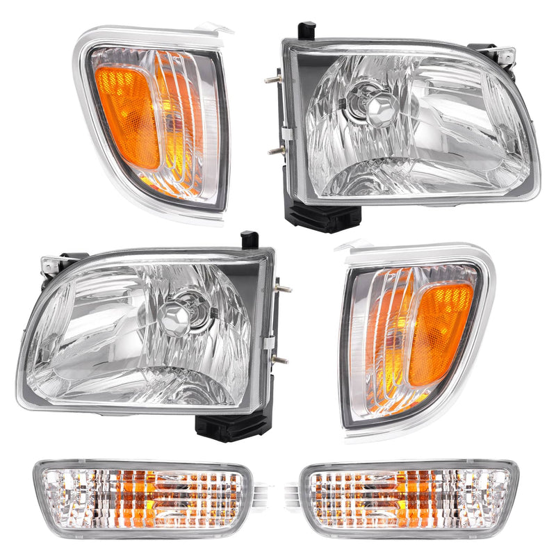DURAFORCE Headlights Corner Signal Lights With All Bulbs for Toyota Tacoma 2001-2004 Pair