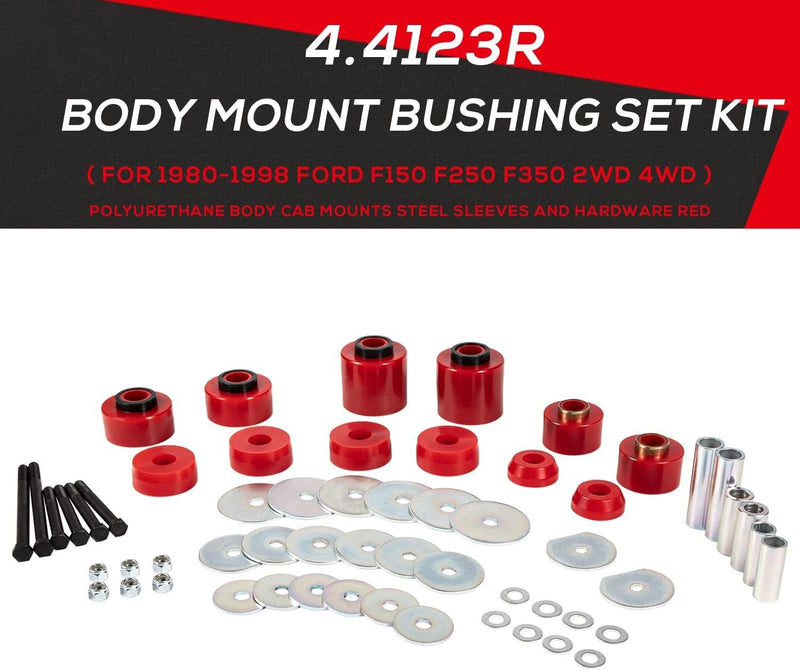 4.4123R Body Cab Mount Bushing Set Kit for Ford F150 F250 F350 2WD 4WD 1980-1998