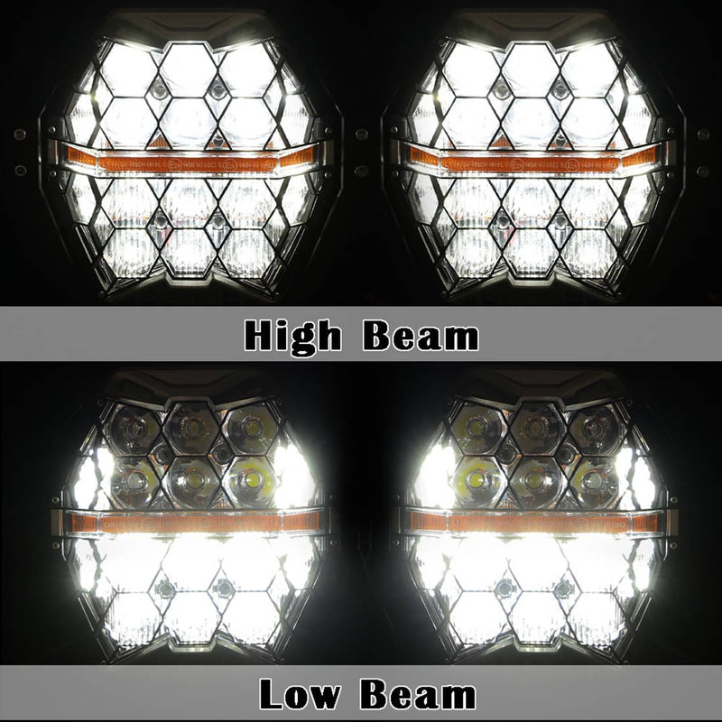 Dual LED Headlight DRL Hi/Lo Beam for Harley Road Glide FLTRX 2015-2024