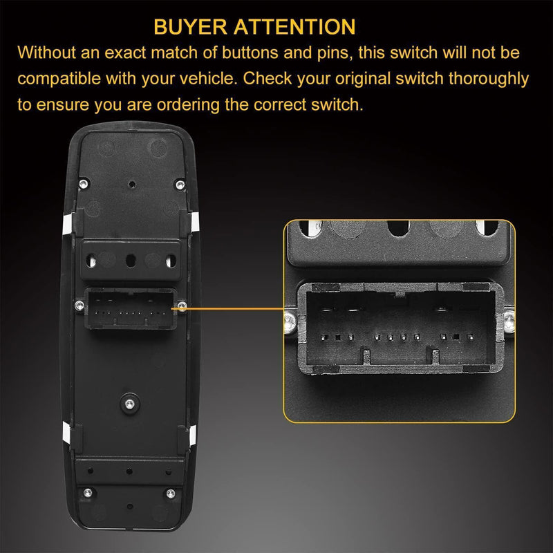 56046823AE Black Front Driver Side Window Switch for 2016-2018 Ram 1500 2500