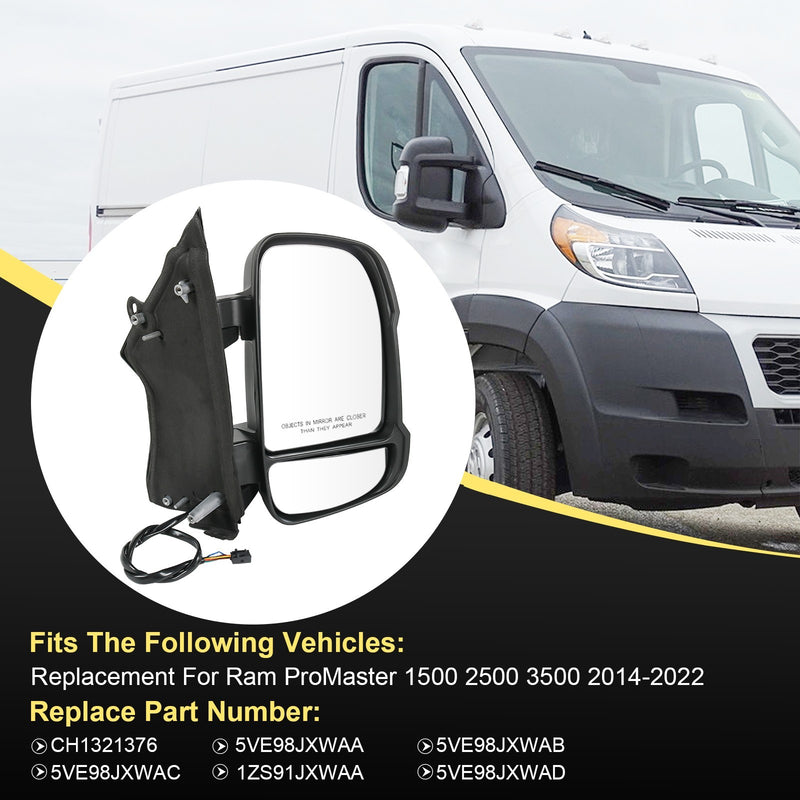 Passenger RH Side Manual Door Mirror for RAM PROMASTER 1500 2500 3500 2014-2023