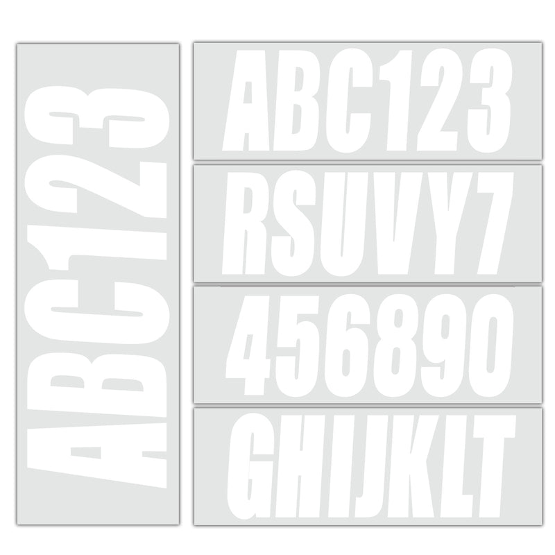 White Decal A-Z & 0-9 for Boat Letters Numbers Registration Stickers 4 Sets