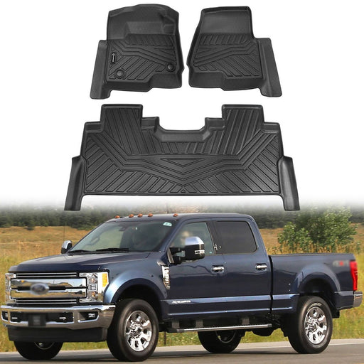DURAFORCE Floor Mats Set TPE for Ford F250 F350 F450 F550 2017-2026 Super Duty Crew Cab