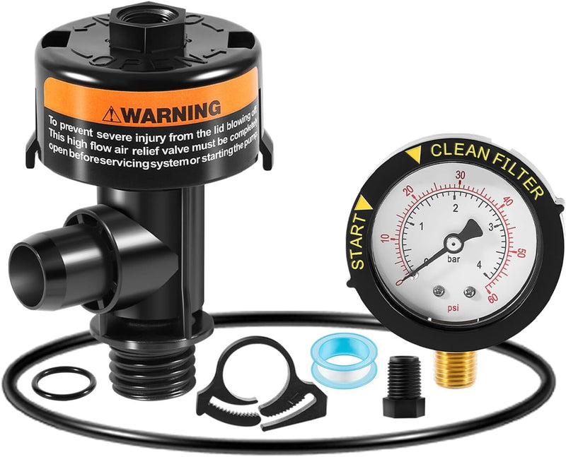 98209800 High Flow Manual Air Relief Valve With Gauge for Pentair Pool Filters