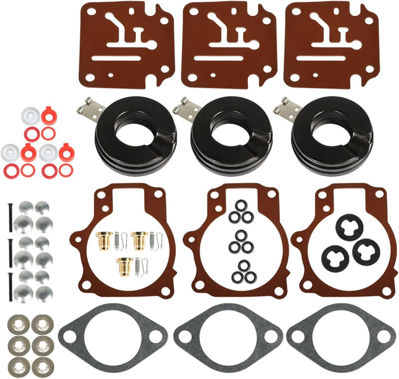 Carburetor Rebuild Repair Kit With Float for Johnson/Evinrude 18 20 25 HP 3Pcs